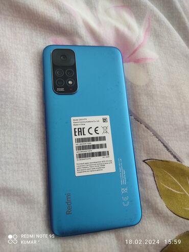 note 2: Xiaomi, Redmi Note 11, Скидка 10%, Б/у, 128 ГБ, цвет - Голубой, 2 SIM