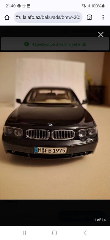 Avtomobil modelləri: BMW, 2025 il, 1:18, Dəmir, Pulsuz çatdırılma