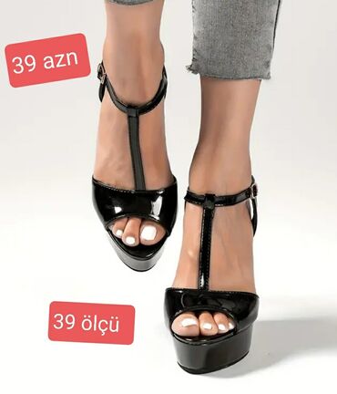 dəri ayaqqabi: Ölçü: 39, rəng - Qara, Yeni