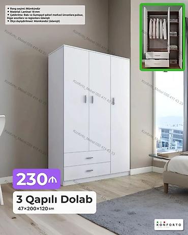 Ev və bağ: 3 qapılı geyim dolabı Ölçü: 47×200×120 sm Material: 18 mm laminat — 1