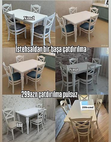 masa ve oturacag: Ağ rəngli mətbəx/qonaq otağı masa-stul dəsti - Komplekt: 1 dikdörtqan — 1