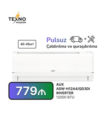 İnformatika: Kondisioner AUX, 40-45 kv. m, Split sistem, Kredit yoxdur, Pulsuz quraşdırılma