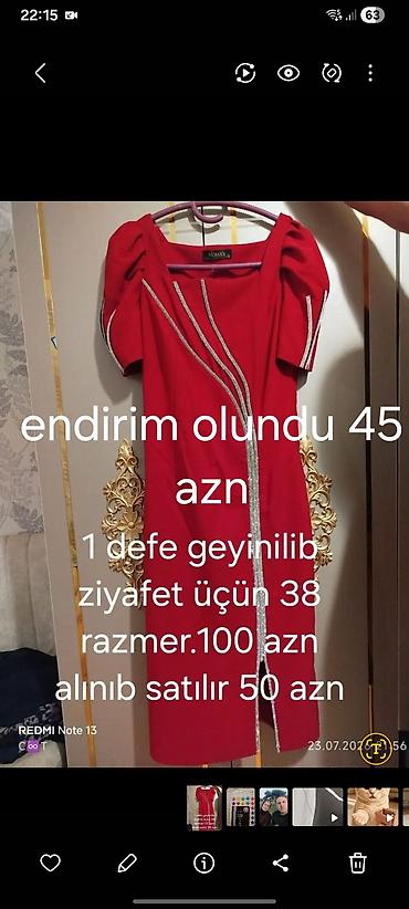 qadın donları: Qadın geyim və aksesuarları – endirimli 1) Qırmızı ziyafət donu - — 6