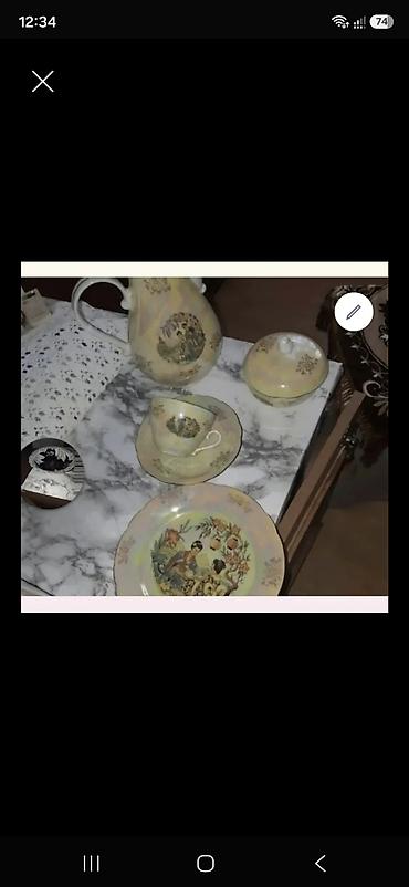 sufre dekoru: Çay dəsti, rəng - Göy, Farfor — 1