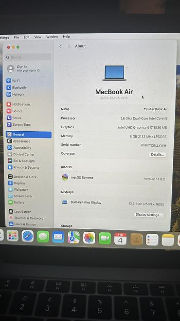 macbook air m3: İşlənmiş Apple MacBook, 13.3 ", Intel Core i5, 256 GB, Ünvandan götürmə — 9