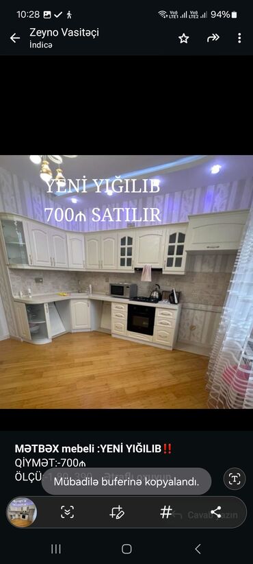 dest mebel: *MƏTBƏX mebeli :YENİ YIĞILIB*‼️ QİYMƏT:-700₼ ÖLÇÜ:-1.80. 390 ÜZƏRİNDƏ