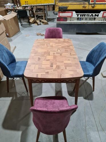 Masa və oturacaq dəstləri: Qonaq otağı üçün, Yeni, Açılan, Dördbucaq masa, 4 stul — 9