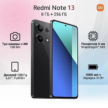 Redmi, Redmi Note 13, Новый, 256 ГБ, цвет - Черный, 2 SIM at lalafo.kg Redmi, Redmi Note 13, Новый, 256 ГБ, цвет - Черный, 2 SIM