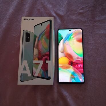 samsung 6: Samsung Galaxy A71, 128 ГБ, цвет - Голубой, Две SIM карты, Отпечаток пальца