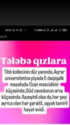 Uzunmüddətli kirayə evlər: Başlıq: Tibb kollecinin yanı aqrar universiteninə 5 dəqiqəlik piyada — 1