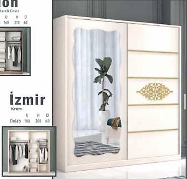 ucuz skaflar: İzmir dolabı – krem rəngdə, sürüşkən qapılı geyim dolabı. Fabrik — 1