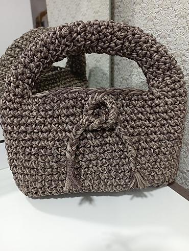 Çantalar: Əl işi toxunma çanta - Material: qalın, möhkəm ipdən əl ilə toxunmuş — 1