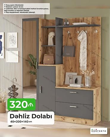 Dolablar: Dəhliz dolabı – funksional giriş mebeli Ölçü: 40×200×140 sm Material — 1