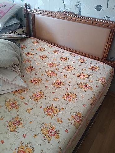 Mebel: İşlənmiş, İkinəfərlik çarpayı, Bazasız, Matras ilə, Siyirməsiz — 1