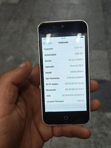 Apple iPhone: IPhone 5c, < 16 GB, Ağ, Face ID, Zəmanət, Barmaq izi — 5