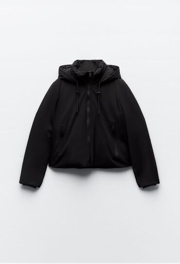 crna zimska jakna: Zara, L (EU 40), Jednobojni