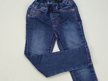 jeansy z perełkami: Spodnie jeansowe, 4-5 lat, 104/110, stan - Dobry