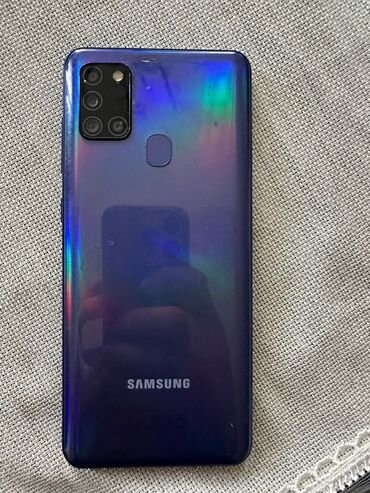 samsun a21: Samsung Galaxy A21S, 32 ГБ, цвет - Синий, Отпечаток пальца, Face ID