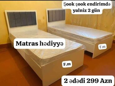 Masa və oturacaq dəstləri: Yeni, Təknəfərlik çarpayı, Bazasız, Matras ilə, Siyirməsiz