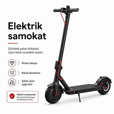 №: 5215 Məhsulun adı: Elektrik samokat, 100 kq, 20-30 km, Qara/Qırmızı