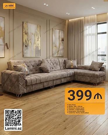 Məhsul: Künc Divan - Ölçülər: 260 × 160 sm - Mexanizm: Açılan, bazalı