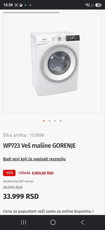 Mašine za pranje veša: Gorenje mašina za pranje veša WaveActive WE 723 Mašina je stara — 10