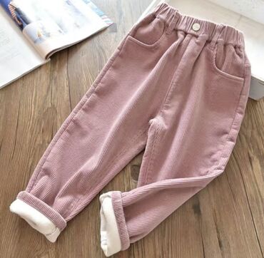 детский брюки: Утепленные вельветлвые брюки прямые. Розовые на 4-5 лет. Размер 110