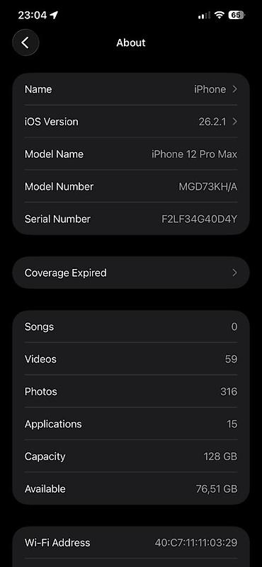 Apple iPhone: IPhone 12 Pro Max, Б/у, 128 ГБ, Black Titanium, Чехол, 82 % — 1