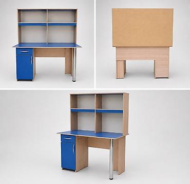 study table: Письменный стол со стеллажом - Компактный рабочий стол с надстройкой — 2