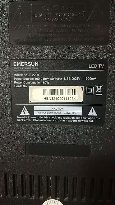 kiçik tv: EMERSUN LED TV – Model: 32 LE 2200 - Ekran: 32 düym LED - Girişlər — 4