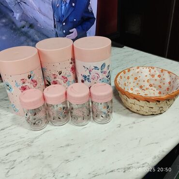 Другие аксессуары для кухни: Mətbəx üçün dekorativ saxlama dəsti - 3 ədəd böyük saxlama qabı