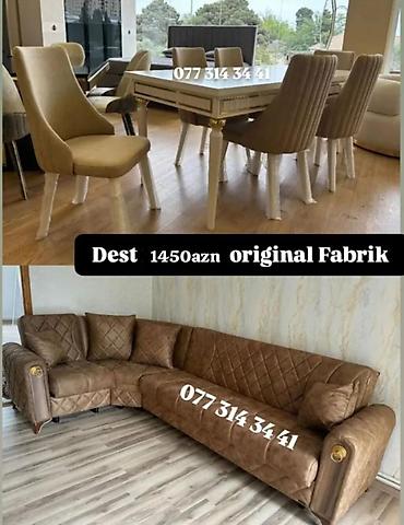 Masa və oturacaq dəstləri: Masa və 6 stul dəsti – Xmd • Komplekt: 1 yemək masası + 6 ədəd stul — 137