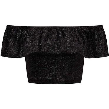 sat festina: Crop top majica sa volanom,gola ramena.Ima elastina. Dostupna tamno — 1