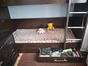 Двухъярусные детские кровати: Двухъярусная детская кровать, ЛДСП, цвет - Черный — 21