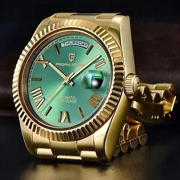 Ručni satovi: PAGANI DESIGN PD-1752 -36mm- Zlatna/Zelena- Rolex Day-Date Potpuno — 5