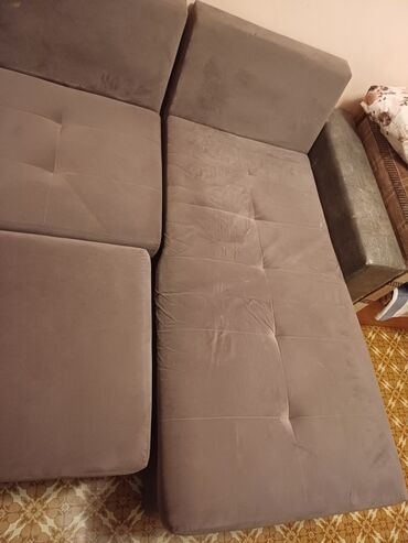 диван 3 в 1: Модульный диван, цвет - Серый, Б/у