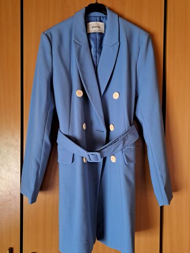 zara mantili ženski: L (EU 40), Used, Without lining, Single-colored, color - Light blue