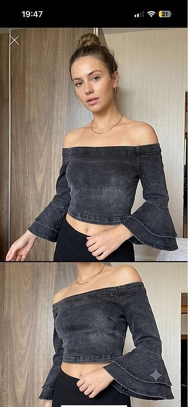 ZARA WOMAN – premium DENIM COLLECTION” qara denim top M razmer Alınıb
