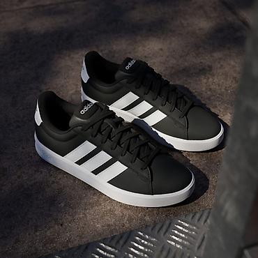 супер модные кеды: Кроссовки adidas Grand Court Base 2.0 (черные с белыми полосками) - — 2