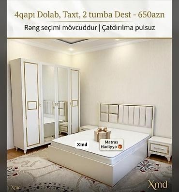 taxt yatag: Yataq otağı dəsti Tərkib: - 4 qapılı şkaf (güzgülü qapılar, dekorativ — 1
