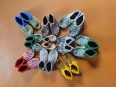 godəkcə kişi ucun: Əl işi toxunma ev ayaqqabıları (corab-nalın/slipper) - Material — 1