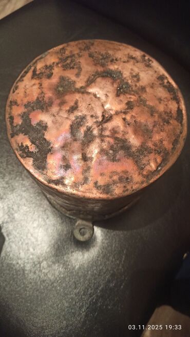 Əntiq qablar: Məhsul: Mis qab – kolleksiya üçün köhnə tipli metal qazan/kasa 1903 il — 4