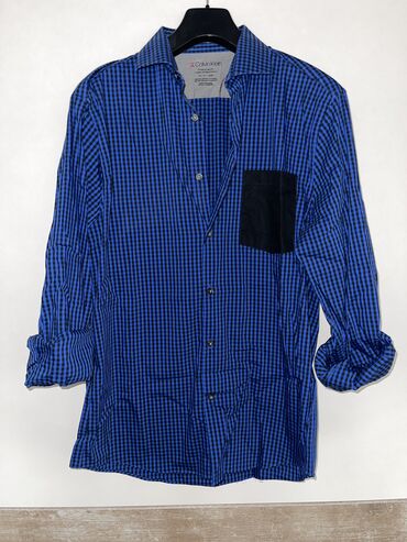 zara papuce na stiklu: Shirt Long sleeves, M (EU 50), Calvin Klein, color - Blue, Cotton