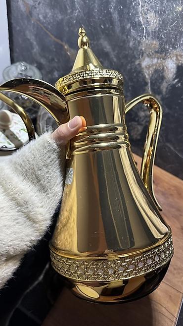 кофе автоматы: Арабский термос-джезва (долла) для кофе/чая, золотистый - Элегантный — 3
