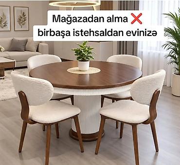 cerez qablari: Qonaq otağı üçün, Yeni, Açılmayan, Yumru masa, 4 stul — 1