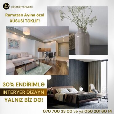 Dizayn, layihə: 30% Endirim Kampaniyası! Təmir və Tikinti Xidmətlərində Möhtəşəm