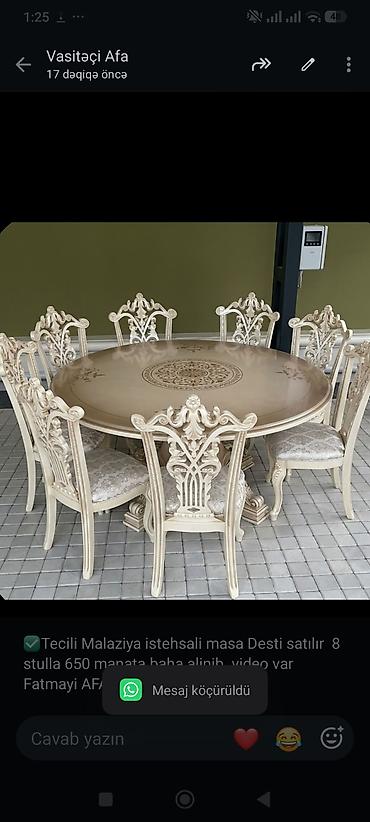 ✅Tecili Malaziya istehsali masa Desti satılır 8 stulla 650
