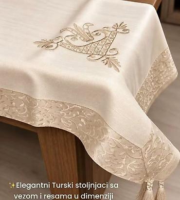 trampoline za decu: ✨️Elegantni Turski stoljnjaci sa vezom i resama u dimenziji 160x220 - — 1