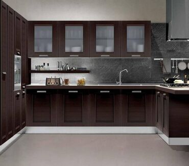 Sifarişlə mətbəx mebeli: Sifarişlə mətbəx dəsti, Özü çəkən petlələr, Parlaq laminat, Kredit yoxdur, Ödənişli çatdırılma — 47