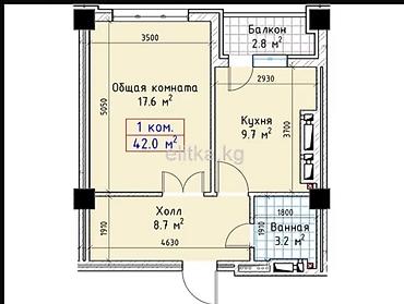 квартира технопарк: 1 комната, 42 м², Технопарк Элитка, 9 этаж, ПСО (под самоотделку) — 1